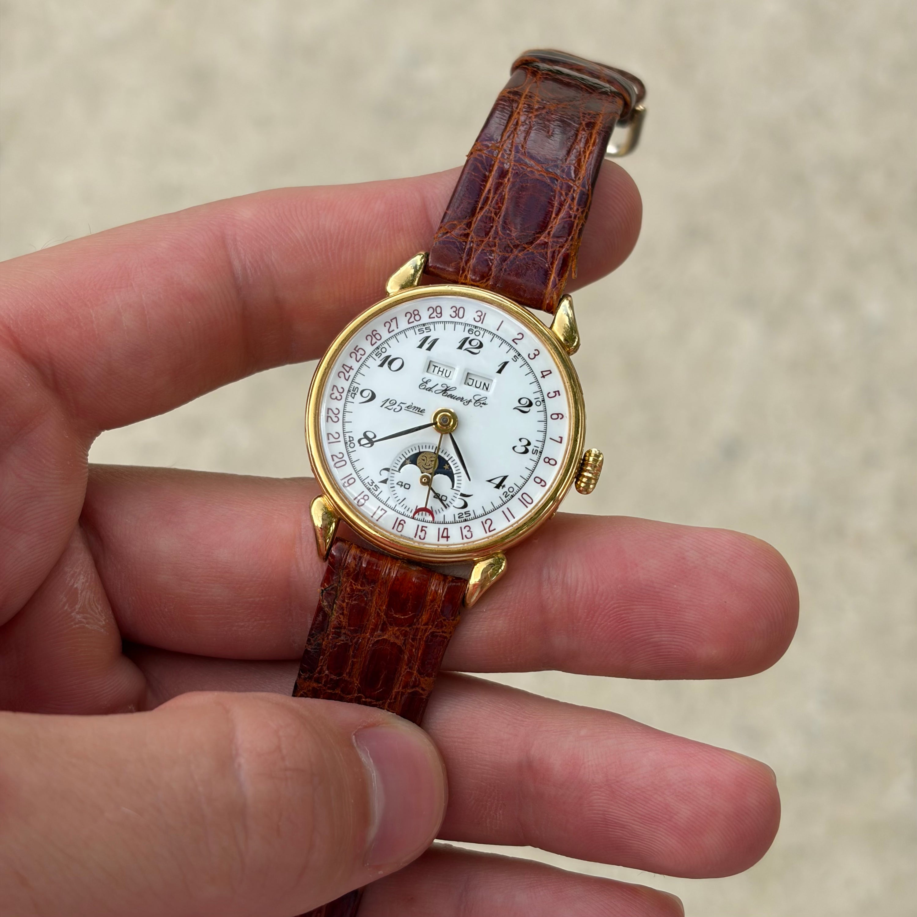Ed Heuer & Cie. 125th Anniversary Triple Date 18K Yellow Gold