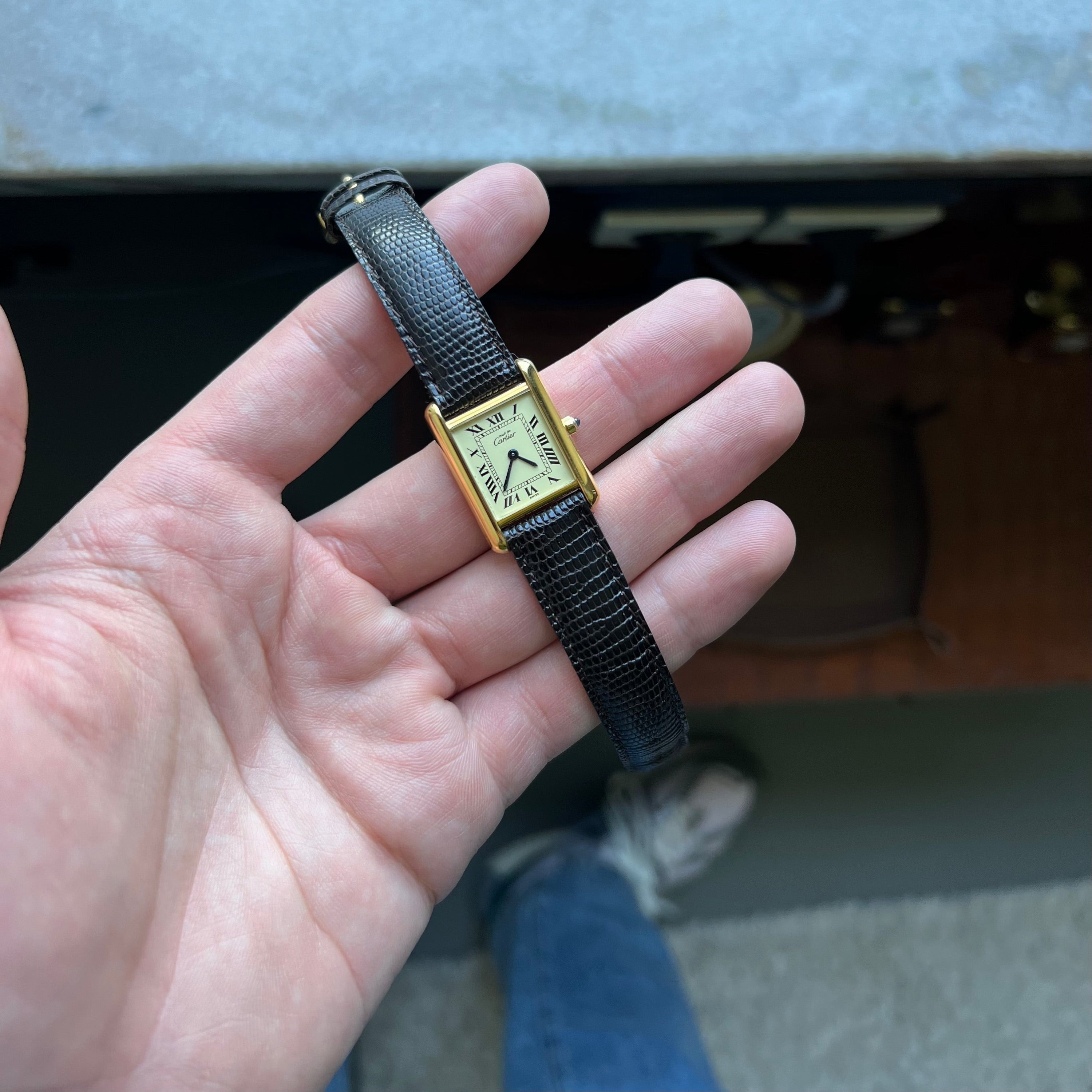 Cartier Must Tank Ref. 3-66001 Ladies Ivory Roman Dial Box and Papers