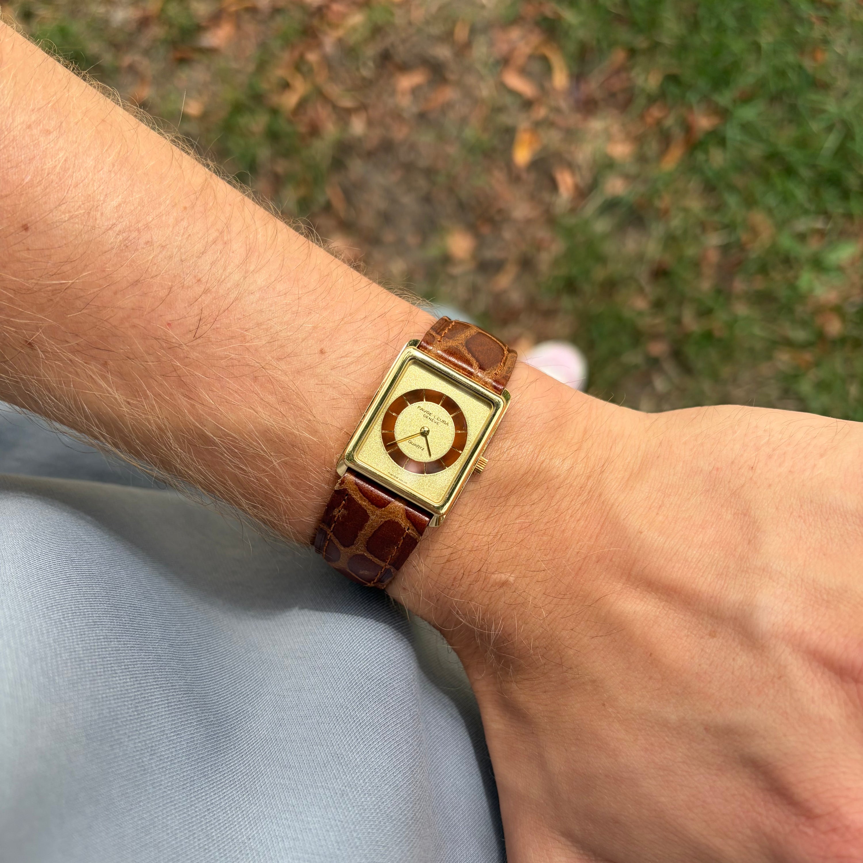 Favre Leuba Tortoise Shell Bullseye Dial Gold Plated