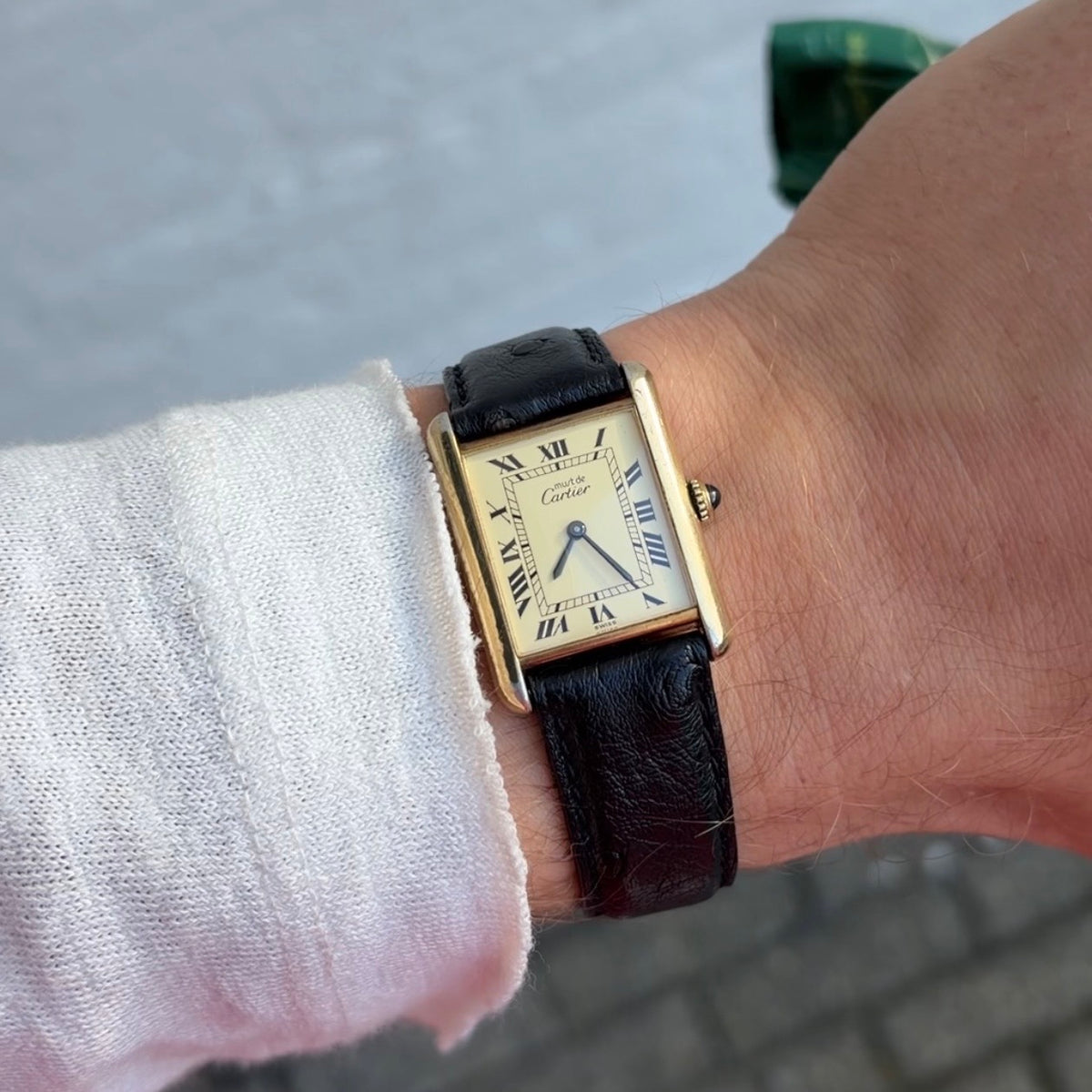 Cartier Tank Must Ivory Roman Numeral Dial Handwound Large